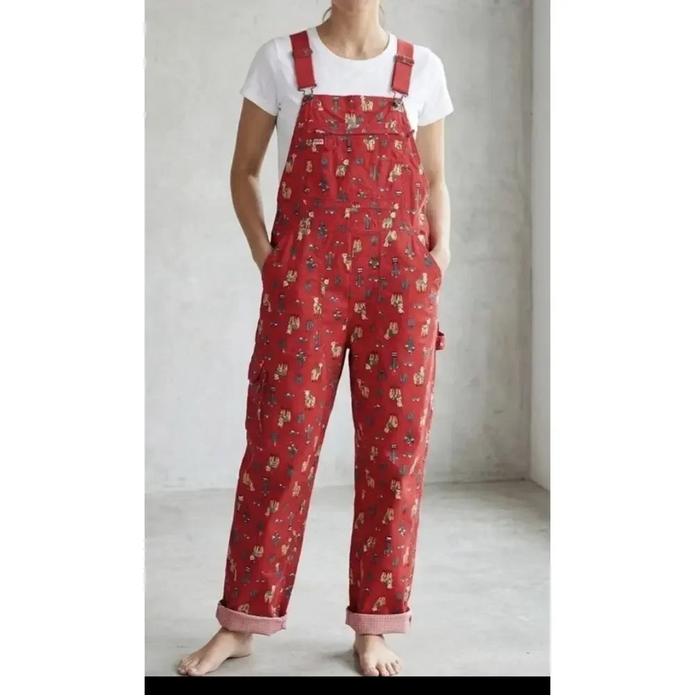 Duluth Trading Co Red Llama Cactus Heirloom Gardening Bib Overalls Small 29 - Picture 15 of 15